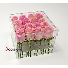 Pink Roses in Acrylic Box - 16