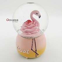 Flamingo Snow Globe (with light)