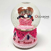 Pink Roses Heart Snow Globe (with Light)