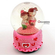 Pink Roses Lovers Snow Globe