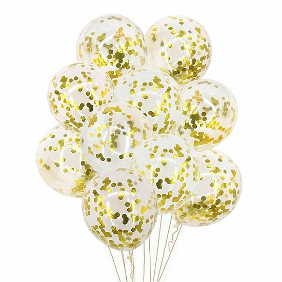Gold Confetti Balloons- 12